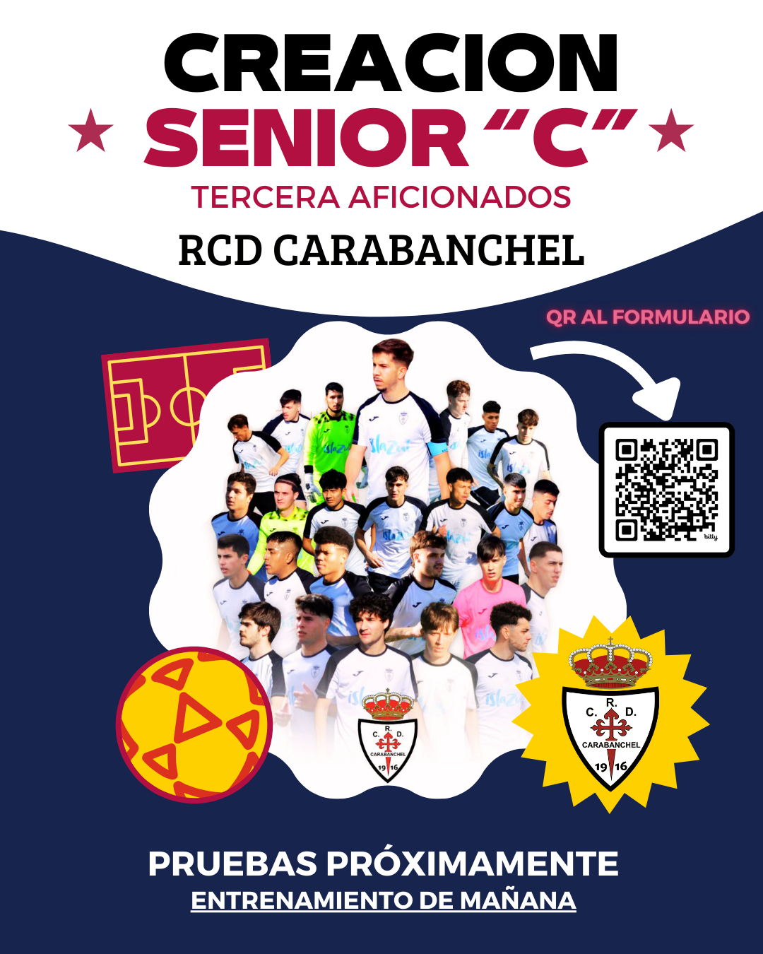 Cartel Senior C entrenos mañana QR