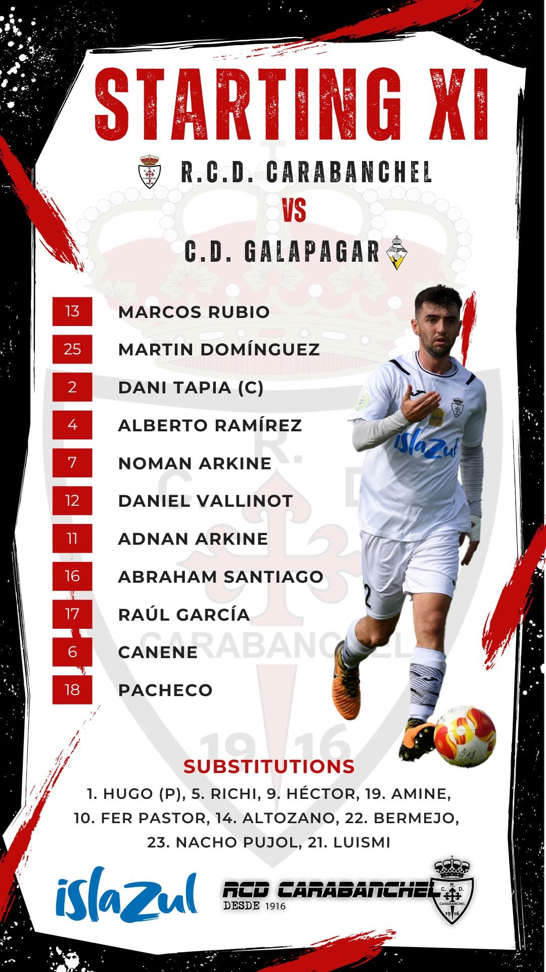 Alineaacion RCD Carabanchel vs Galapagar