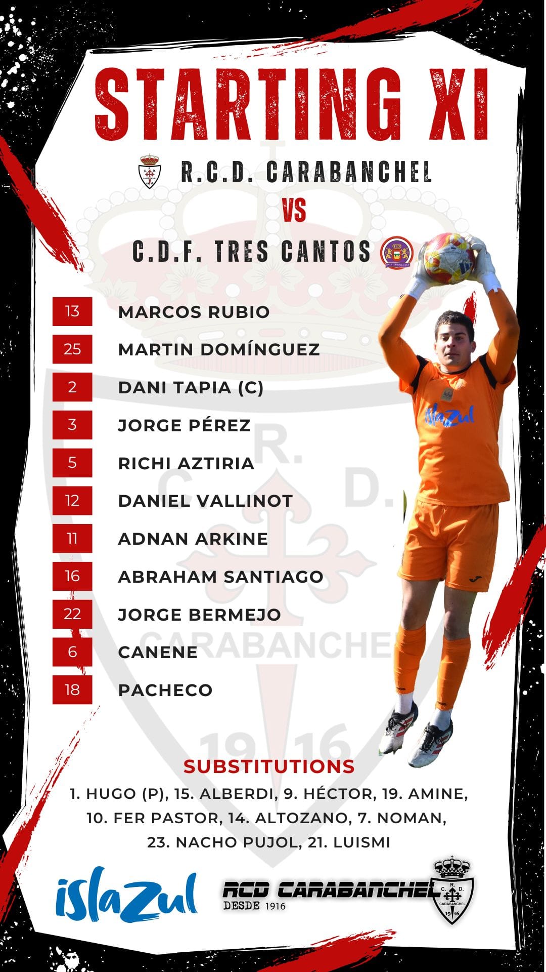 Alineaacion RCD Carabanchel vs Tres Cantos