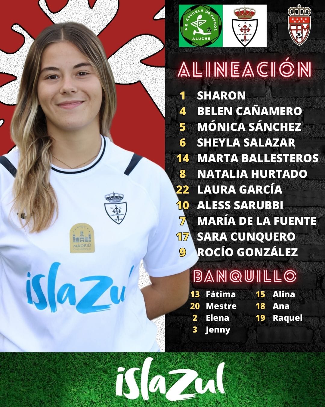 Alineacion femenino vs Aluche