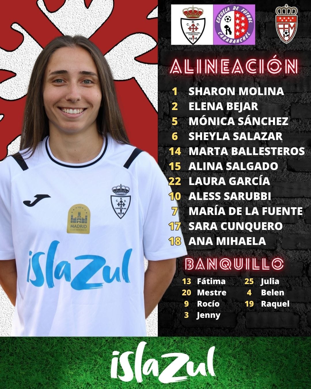 Alineacion femenino vs EF Carabanchel