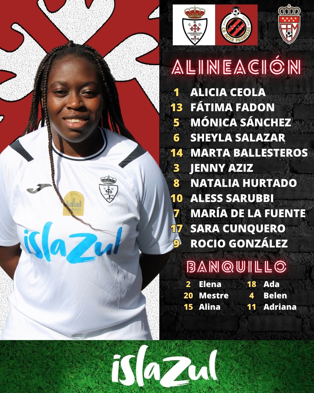 Alineacion Femenino vs Inter Promesas