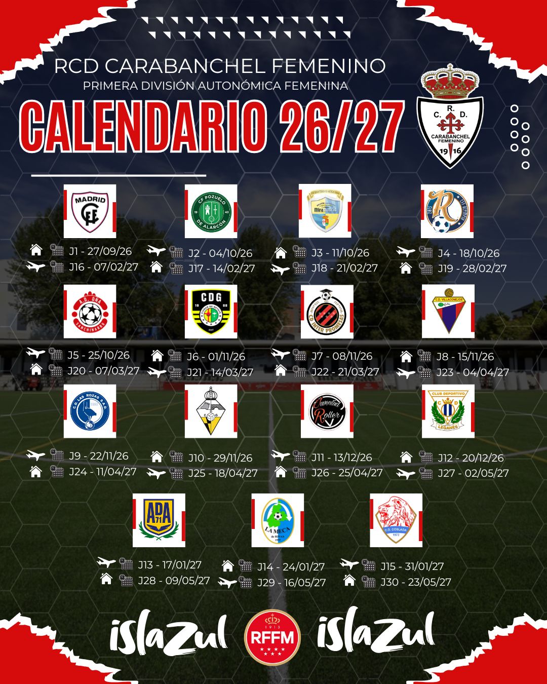 CALENDARIO CARABANCHEL FEMENINO 26 27